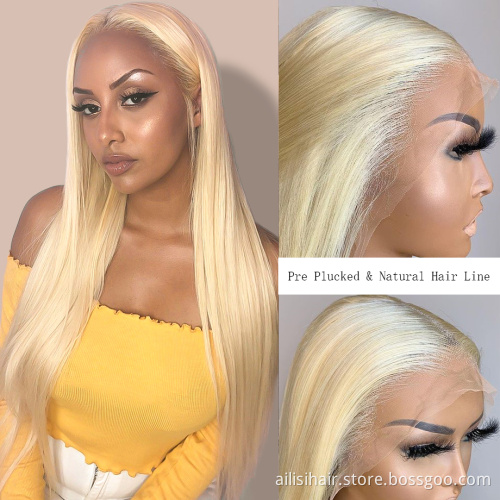 150% 180%  Blonde 613 Lace Frontal Human Hair Wigs For Black Wome Transparent Swiss HD Lace Frontal Human Hair Wigs Blonde 613